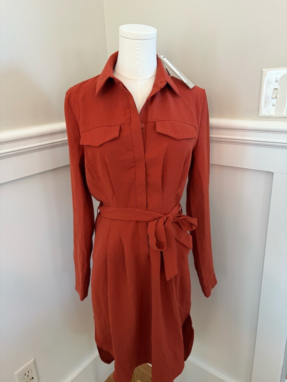 ✨ Bebe Rust Shirt Dress | Tie Waist | Size M | Effortless Chic